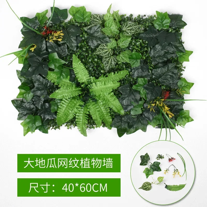 40X60cm 3D Artificial Green Plant Wall Panel – Realistic Grass Flower Wall Background Decor for Wedding, Garden & Outdoor Events