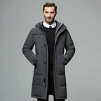 Men’s Long Duck Down Winter Jacket – Warm, Windproof & Stylish