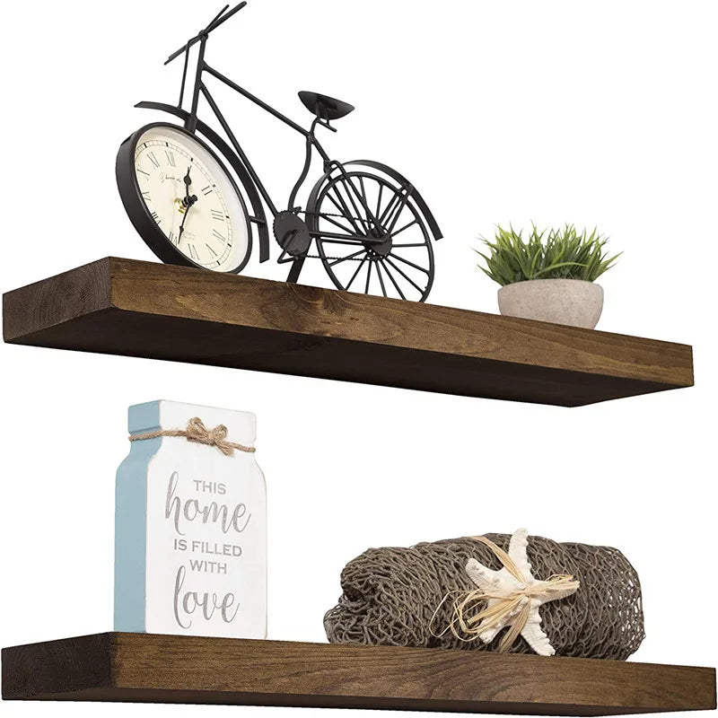 HeMu Wood Floating Wall Shelf – Multi-Purpose Storage for Photos & Books