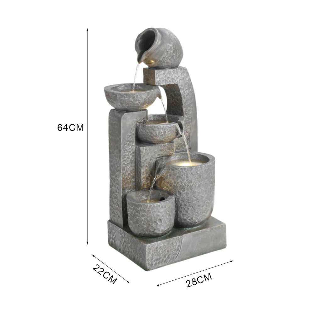 Cascade Solar Water Fountain – Outdoor Garden Patio Feature for Balcony Use