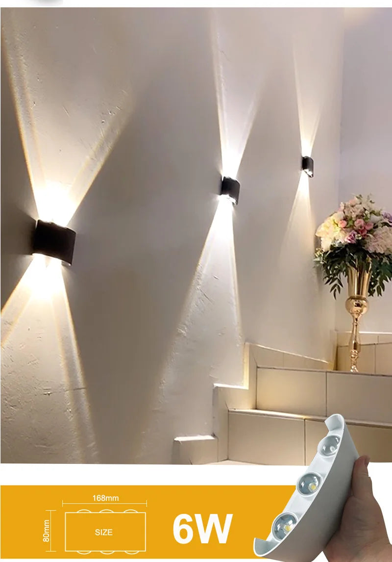 Waterproof IP65 LED Wall Lamp – 8W/12W Aluminum Outdoor Garden & Indoor Light for Bedroom, Living Room, Stairs