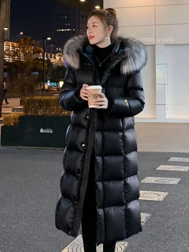 New Thick Winter Parka for Women – Plush Faux Fur Hooded Trench Coat