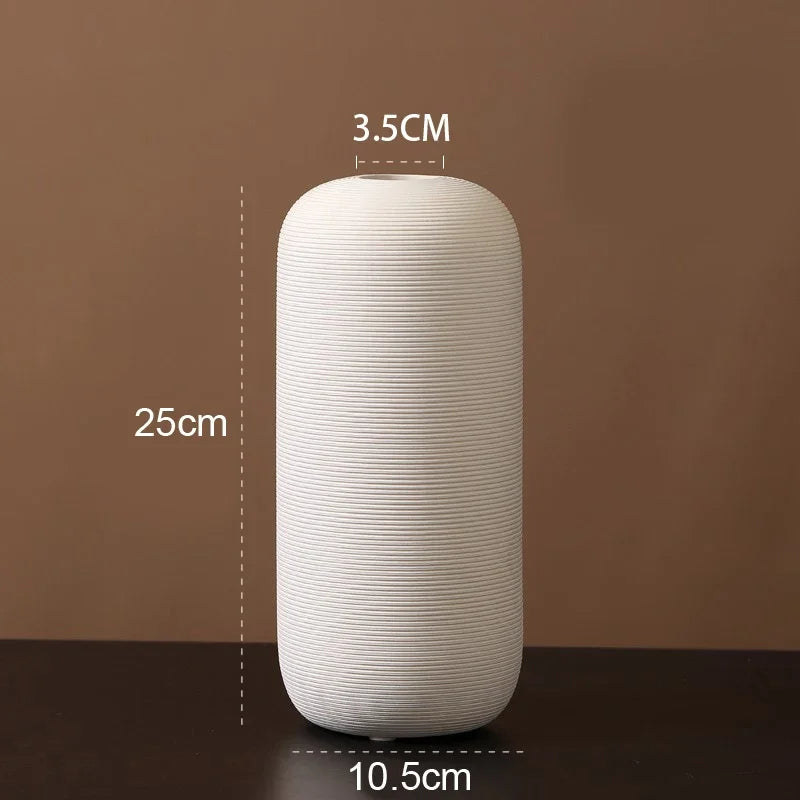 Minimalist Handmade Zen Ceramic Vase – Black & White Hand-Drawn Art for Living Room & Home Decor