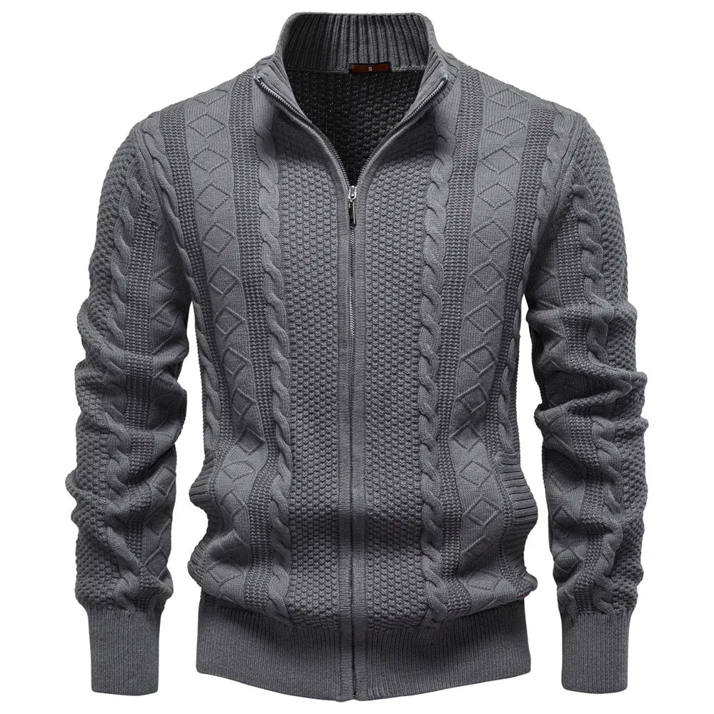 Men’s Woolen Jacket 2025 – European-Style Autumn Winter Knitted Cardigan Coat with Zipper