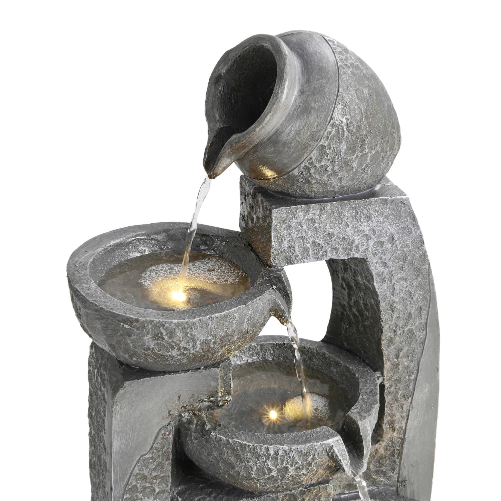 Cascade Solar Water Fountain – Outdoor Garden Patio Feature for Balcony Use