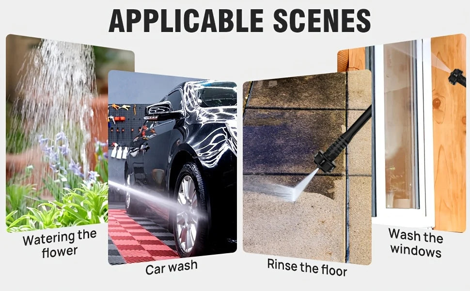 Cordless High Pressure Washer – Portable Car Washer with 2 21V Batteries & 6-in-1 Spray Nozzle
