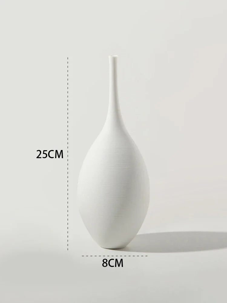 Minimalist Handmade Zen Ceramic Vase – Black & White Hand-Drawn Art for Living Room & Home Decor