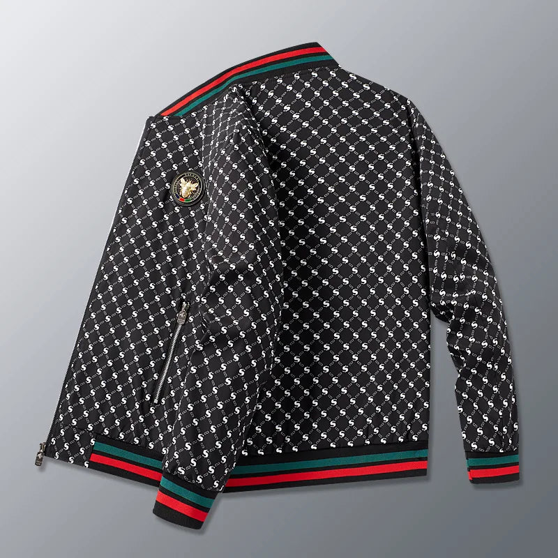 Jacket met kleurblokken voor heren, nieuwe lente- en herfststijl, trendy casual top met baseballkraag, veelzijdige top.