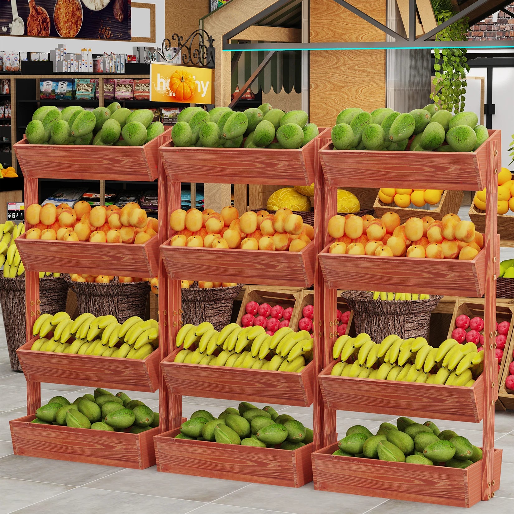 4-Laags Verhoogd Tuinbed, Verticaal Bloempottenrek met Afneembare Ladder en Verstelbare Plank, Houten Verhoogde Plantenstandaard