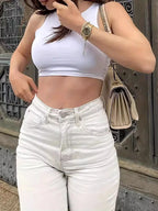 Women's Jeans – Solid Color, Simple Daily Stretch Narrow Straight Pants