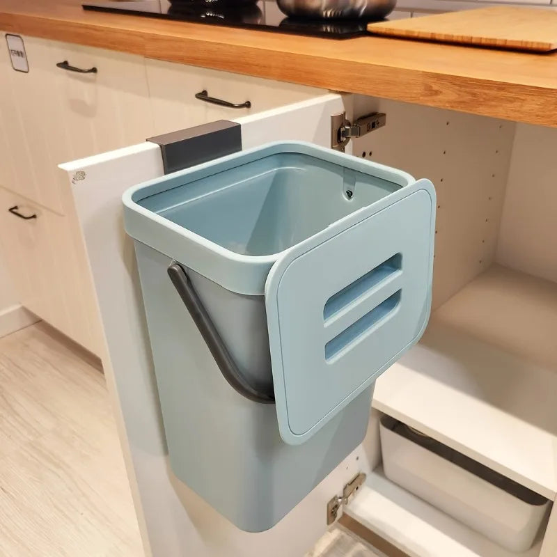 Space-Saving Quiet-Close Trash Can – 3/5L Eco-Friendly Sealed Bin for Kitchen