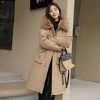 New Women’s Winter Parka – Fur Collar Hooded Mid-Length Coat with Removable Inner Liner