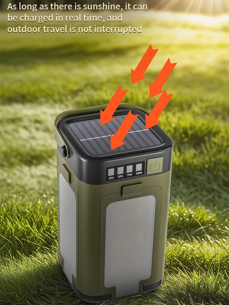 Multifunctional 4-Leaf Foldable Camping Lantern – Solar Rechargeable Outdoor Emergency Light