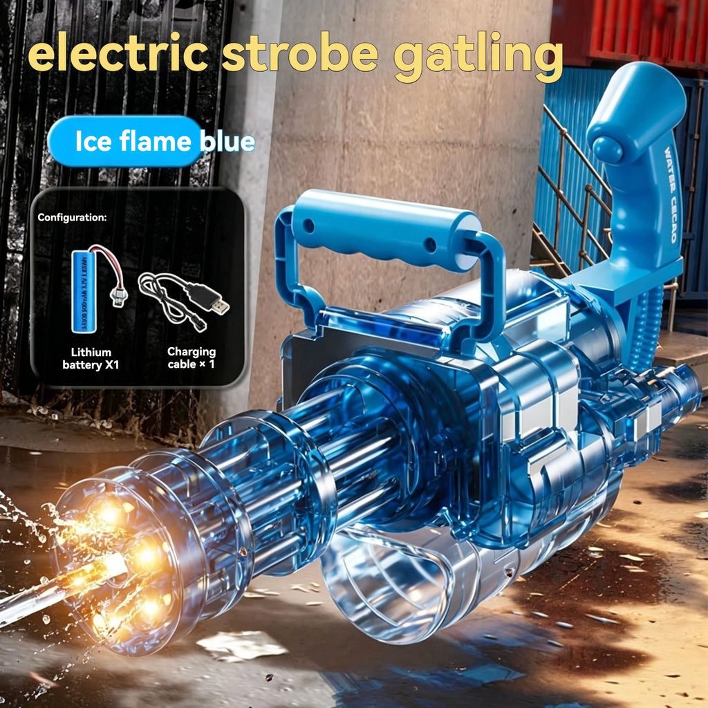 Rotating Spitfire Gatling Electric Water Gun – High-Pressure Continuous Pulse Water Blaster