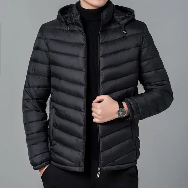 Men’s Winter Down Jacket – Lightweight Warm Puffer Coat with Hood, Casual Padded Parka
