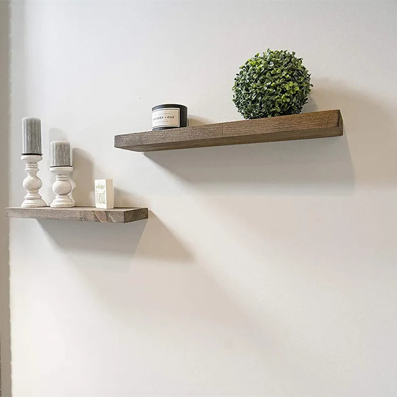 HeMu Wood Floating Wall Shelf – Multi-Purpose Storage for Photos & Books