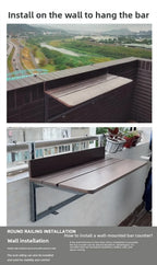 Space Saving Adjustable Height Folding Balcony Table – Hanging Railing Desk for Small Spaces