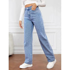2000s Women’s High Waist Wide Leg Straight Jeans – Y2K Loose Fit Denim Trousers