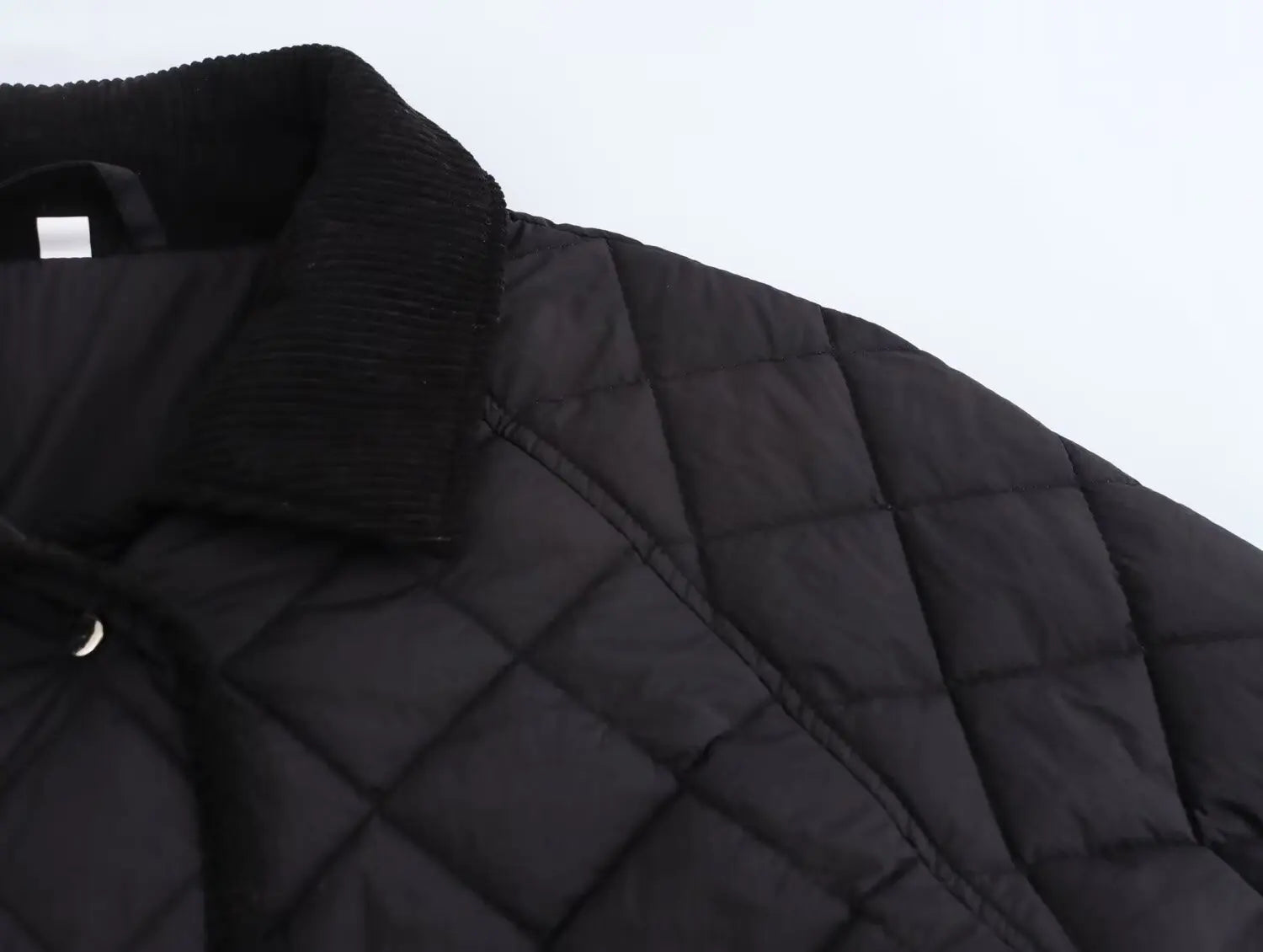 KASLEAD Women’s High Collar Diamond Pattern Jacket – Street Style Short Coat