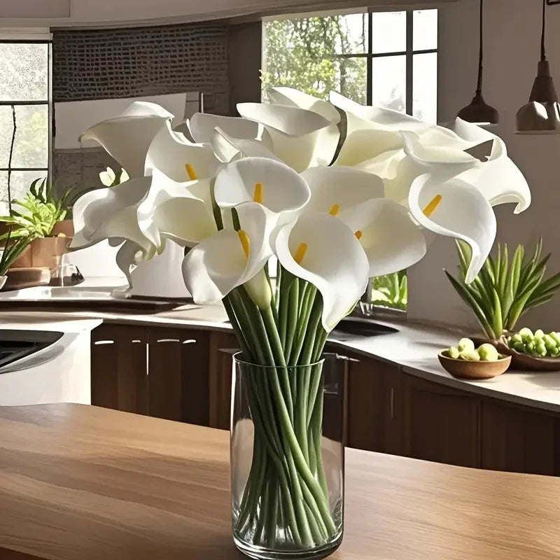 10PCS Artificial Calla Lily Flowers – Faux PU Bouquet for Weddings, Bridal Showers, and Home Decor
