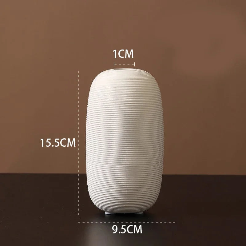 Minimalist Handmade Zen Ceramic Vase – Black & White Hand-Drawn Art for Living Room & Home Decor