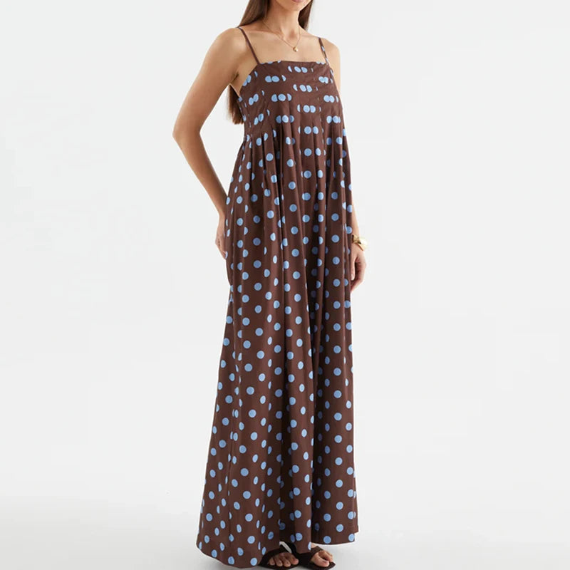 Sexy Off-Shoulder Polka Dot Halter Dress for Women – Backless High-Waist Summer Maxi