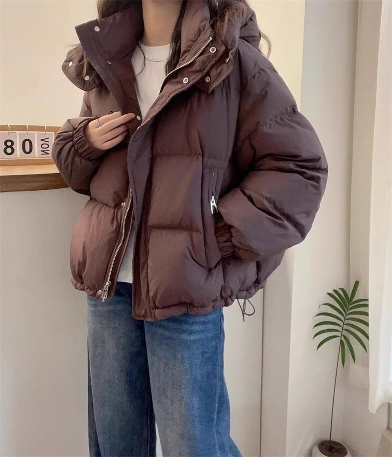 Women’s Korean Oversize Cotton Parka – Hooded Thick Warm Winter Puffer Coat