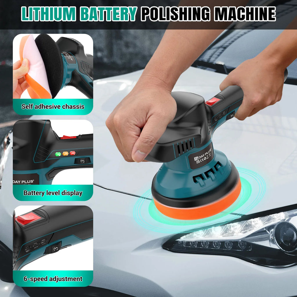Cordless Car Buffer & Polisher Kit – Dual Battery Electric Polishing Machine with Variable Speed Control