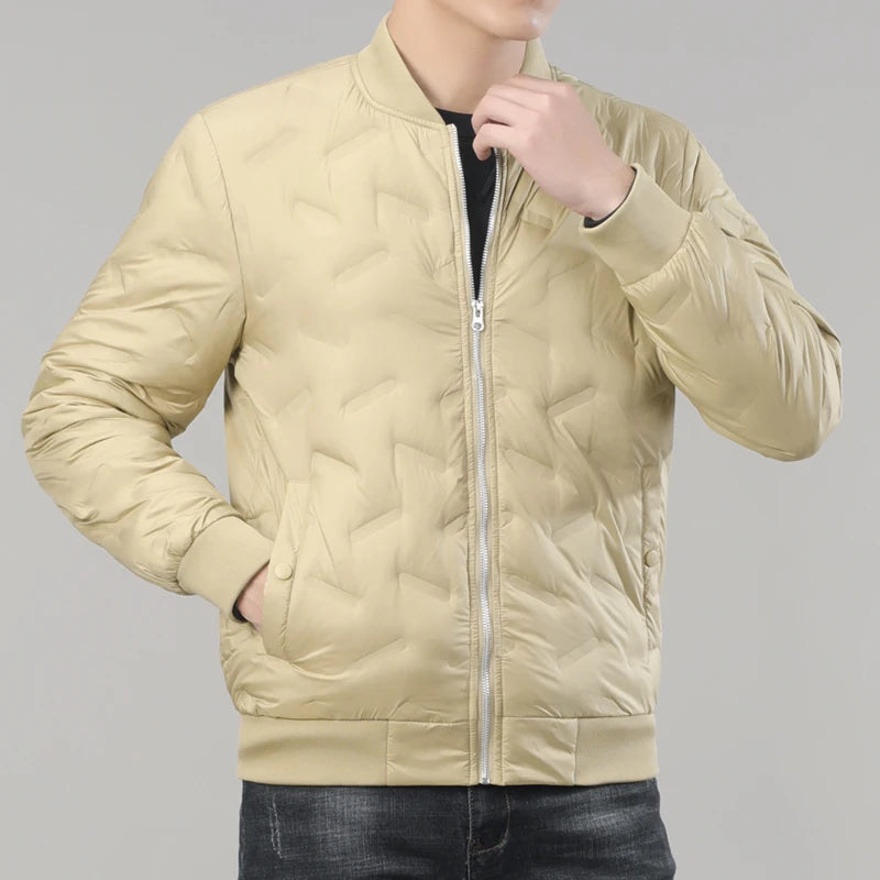 Men’s Winter Down Jacket – Lightweight Duck Down Puffer Coat with Stand Collar, Business Casual Style