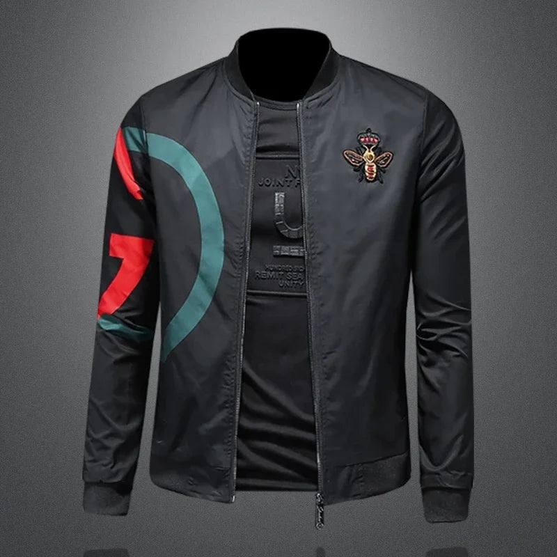 Veste de baseball de luxe pour homme – Blouson bombardier décontracté coupe ajustée