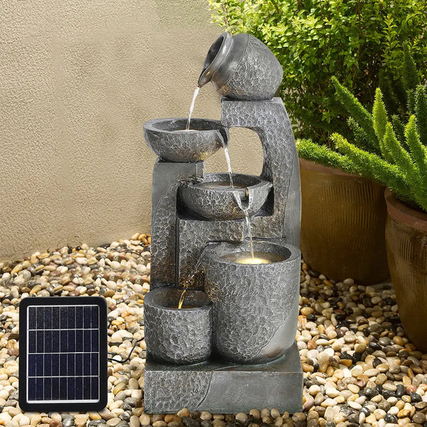Cascade Solar Water Fountain – Outdoor Garden Patio Feature for Balcony Use