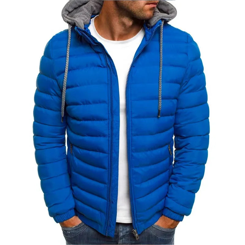 Men’s Autumn Winter Hooded Overcoat – Thick Warm Zipper Jacket for Casual & Streetwear Style