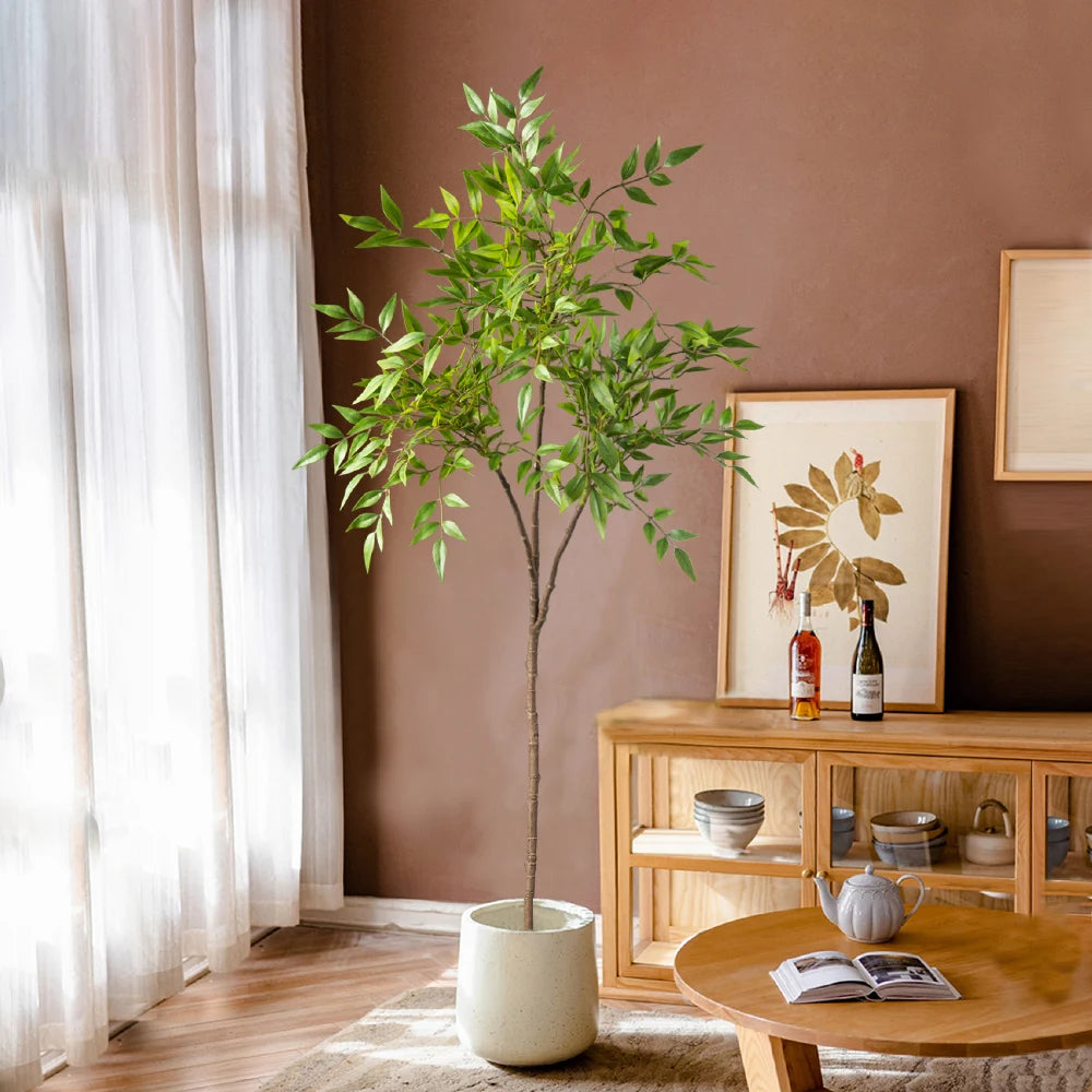 Kunstmatige Nandina Plant van 75-140 cm – Nep Tropische Palm- & Bamboe Bladeren voor Huis-, Tuin- & Kantoordecoratie