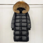 Reality Fur Over-the-Knee Puffer Jacket – Women’s Winter Coat with Raccoon Fur Hood
