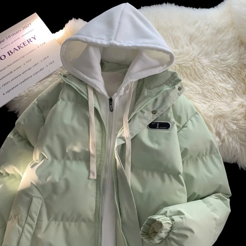 Y2K Splicing Hooded Coat – Two-Piece Korean Streetwear Jacket