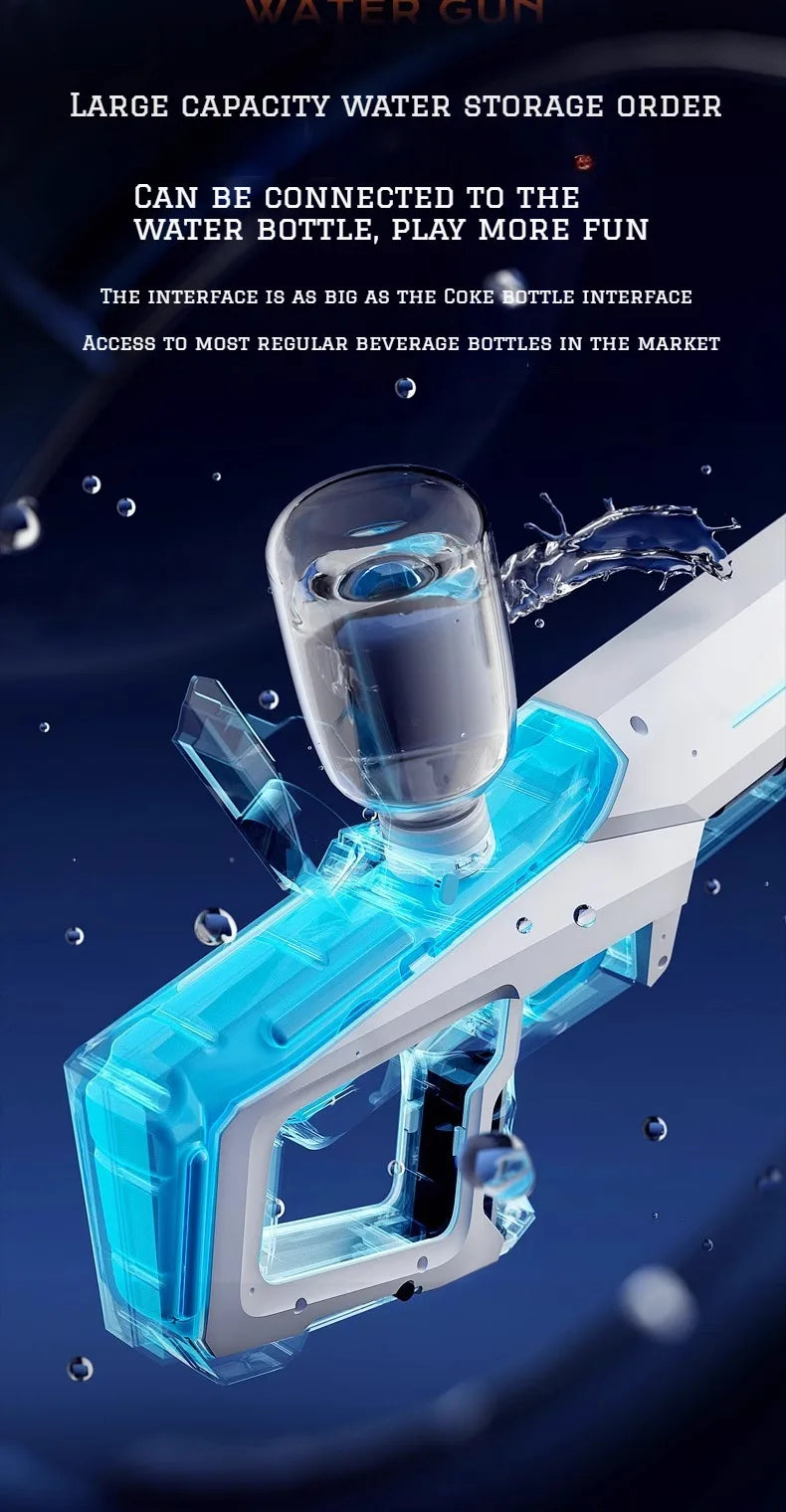 42cm Electric Water Gun – Automatic High-Pressure Water Blaster with Auto Water Absorption for Outdoor Summer Fun
