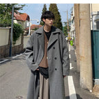 Men’s Long Dust Coat – Korean Style Wool Blend Trench
