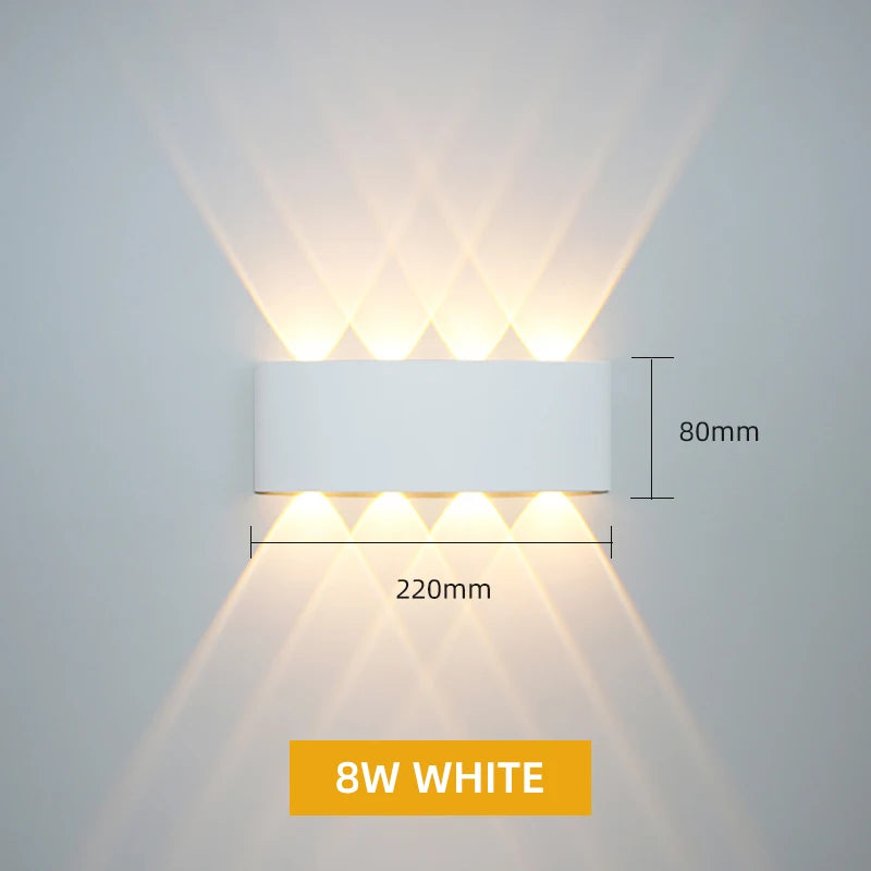 Waterproof IP65 LED Wall Lamp – 8W/12W Aluminum Outdoor Garden & Indoor Light for Bedroom, Living Room, Stairs