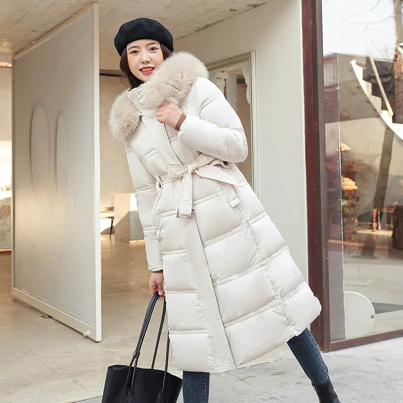 ZAROY Luxury Fur Hooded Parka – Women’s Long Winter Puffer Coat