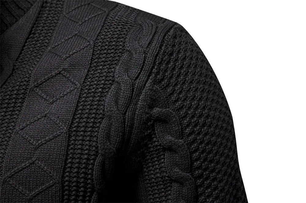 Men’s Woolen Jacket 2025 – European-Style Autumn Winter Knitted Cardigan Coat with Zipper