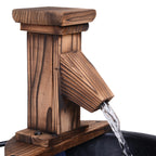 Outsunny Garden Wood Barrel Pump Patio Electric Water Fountain Deck Feature New