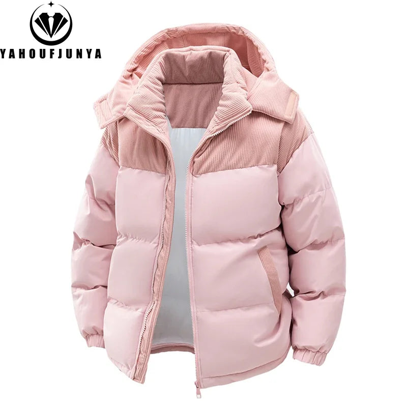 Men’s Autumn Winter Windbreaker Jacket – Warm Casual Parka with Removable Hood & Pockets