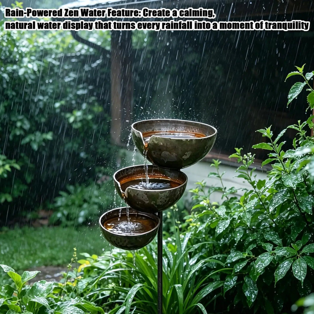 3-Tier Bee & Bird Water Station with Garden Stake – Decorative Outdoor Water Bowl for Bees, Butterflies & Birds
