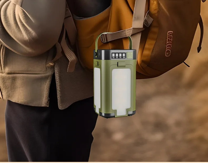 Multifunctional 4-Leaf Foldable Camping Lantern – Solar Rechargeable Outdoor Emergency Light
