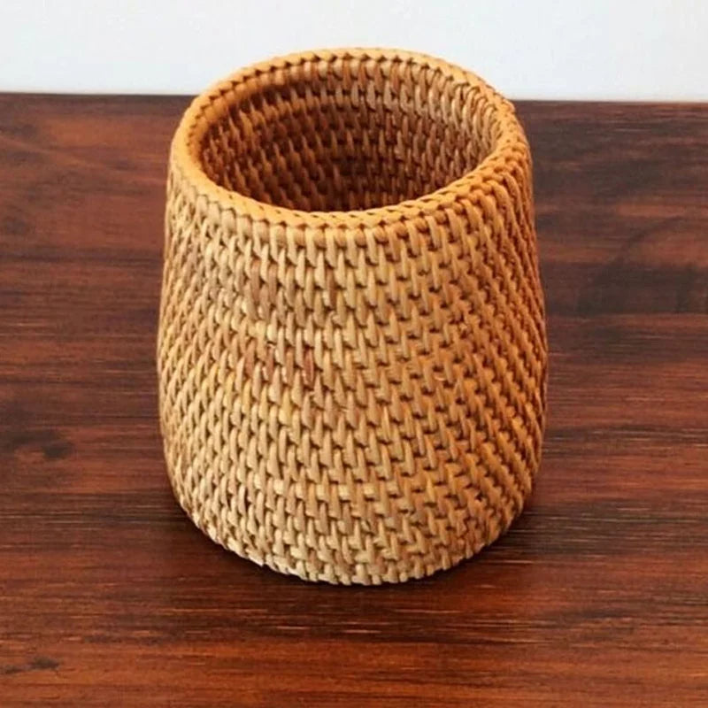 Household Rattan Organizer Basket – Tableware Storage for Chopsticks & Utensils