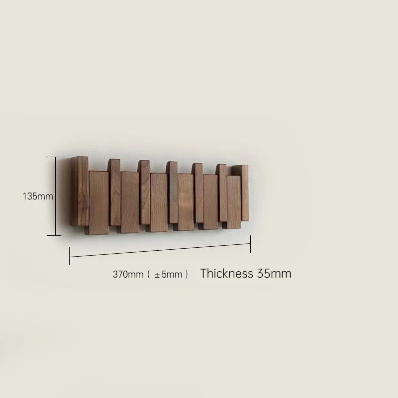 Kledinghaak van walnoothout, wandgemonteerd, verborgen decoratiehaak, opvouwbaar, voor slaapkamerkasten, houten wandplank, woondecoratie
