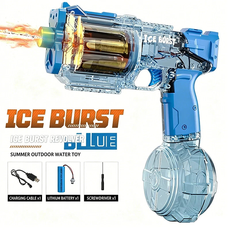 Simulated Recoil Electric Water Gun Toy with Automatic Lights & Water Spray Feature