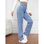 2000s Women’s High Waist Wide Leg Straight Jeans – Y2K Loose Fit Denim Trousers