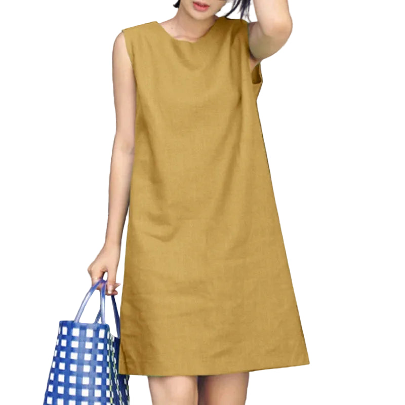 Robe d'été décontractée sans manches en coton pour femme