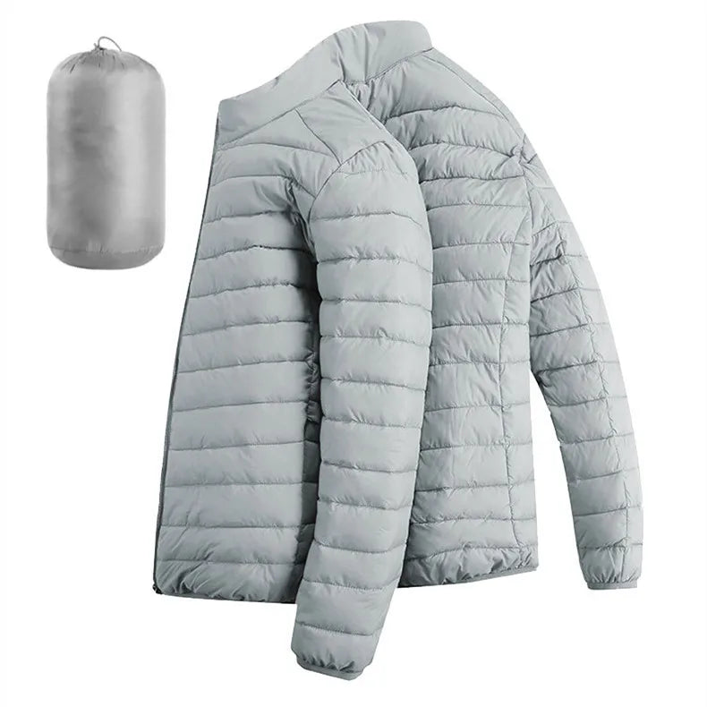 Men’s Lightweight Hooded Hiking Jacket – Waterproof Thermal Cotton Padded Winter Parka with Zip Pockets